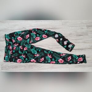 Infinitely Strong Tropical Floral Yoga Atheltic Leggings LG